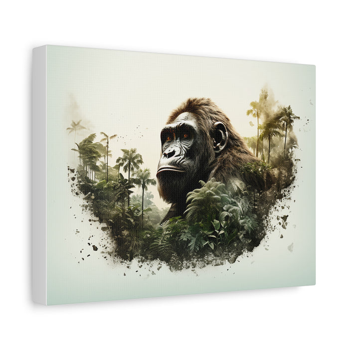 Matte Canvas, Stretched, 1.25" Chimp Jungle Double Exposure