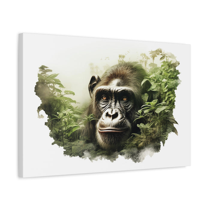 Matte Canvas, Stretched, 1.25" Chimp Jungle Double Exposure 2 Large
