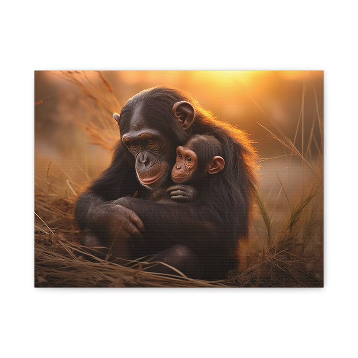 Matte Canvas, Stretched, 1.25" Chimp Comforting Baby 3