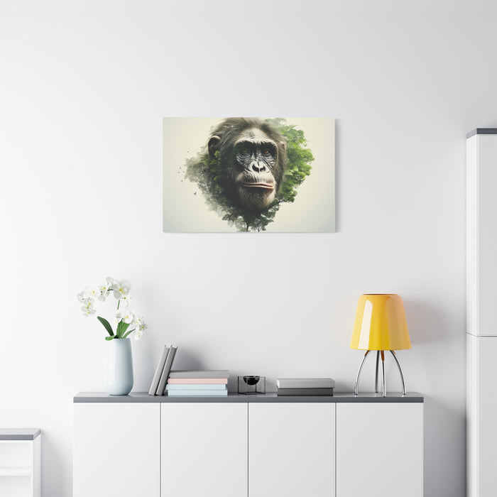 Matte Canvas, Stretched, 1.25" Chimp Jungle Double Exposure 3 Large