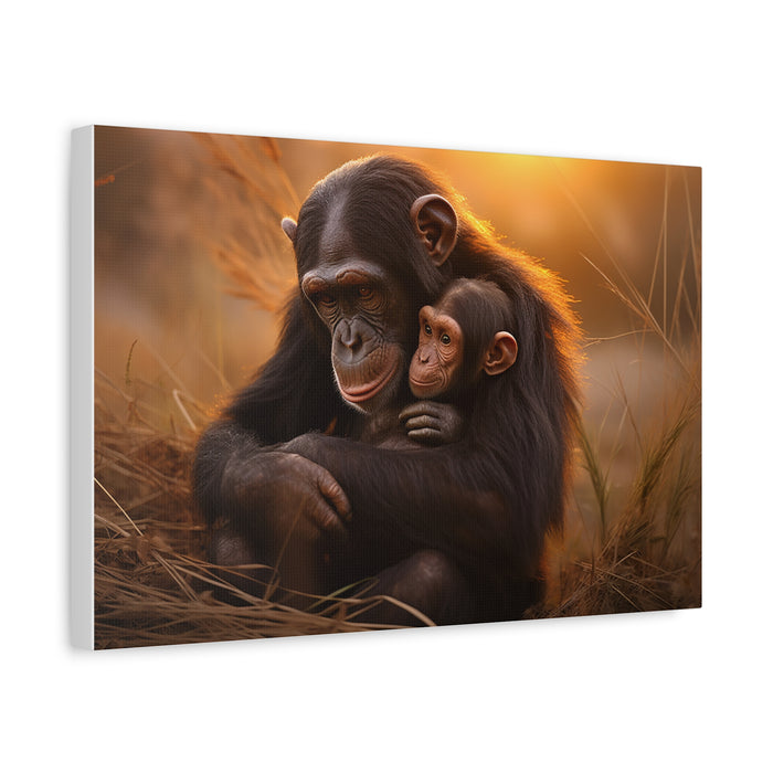 Matte Canvas, Stretched, 1.25" Chimp Comforting Baby 3