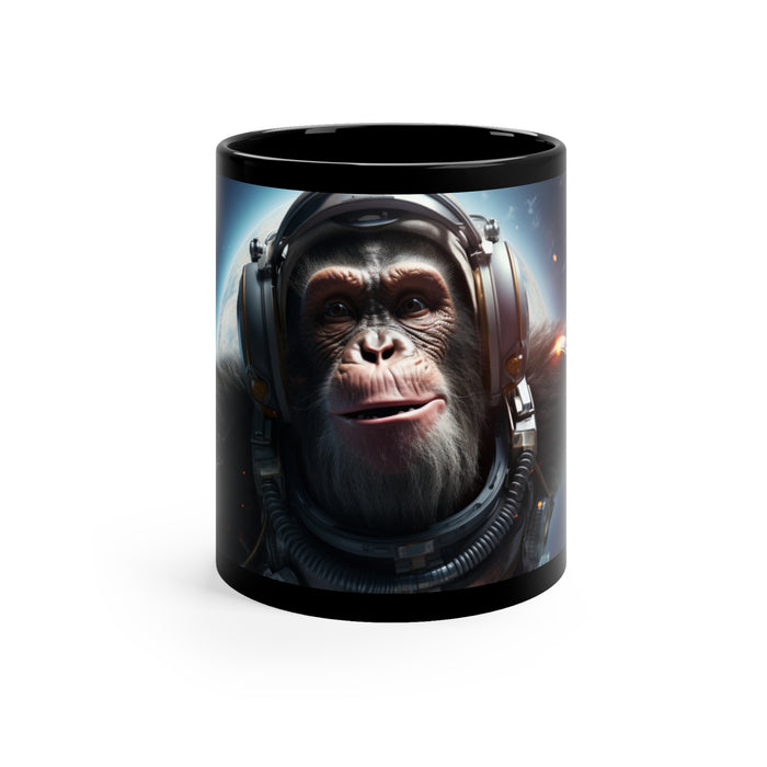 11oz Black Mug Chimp in Space #2