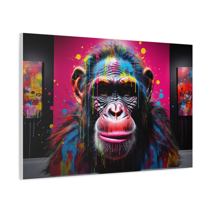 Matte Canvas, Stretched, 1.25" Chimp 3D Pop Art 2 Large