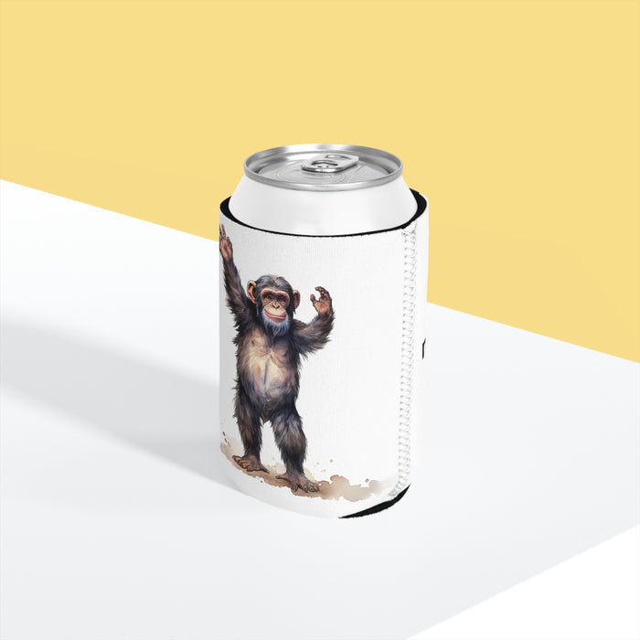 Can Cooler Sleeve Chimp Waving with Logo