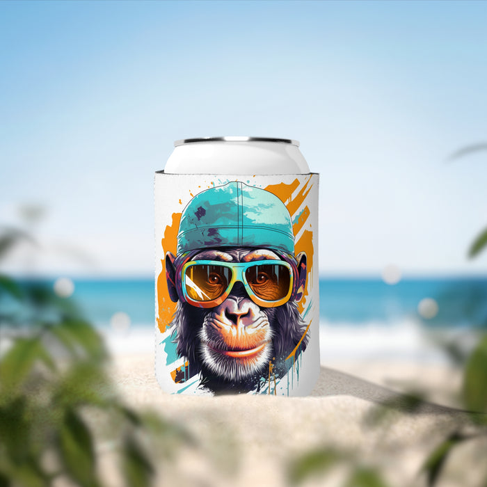 Can Cooler Sleeve Chimp Snowboarder
