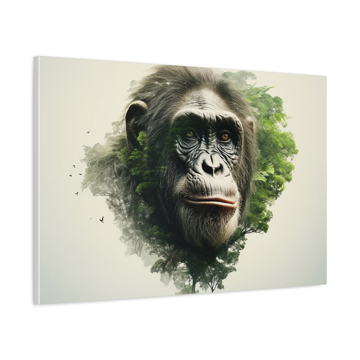 Matte Canvas, Stretched, 1.25" Chimp Jungle Double Exposure 3 Large