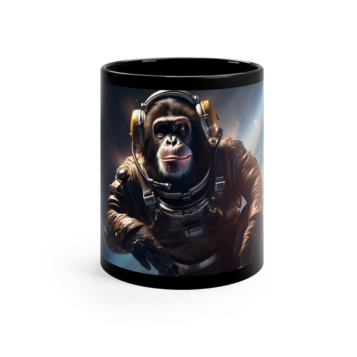 11oz Black Mug Chimp in Space #4