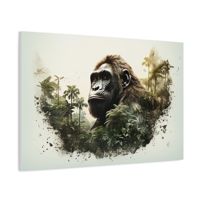 Matte Canvas, Stretched, 1.25" Chimp Jungle Double Exposure Large