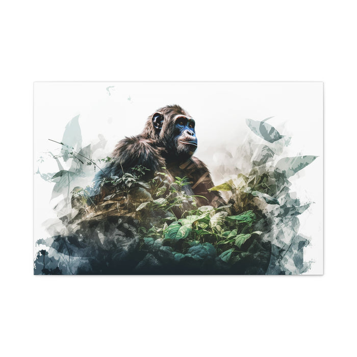 Matte Canvas, Stretched, 1.25" Chimp Jungle Double Exposure 4 Large