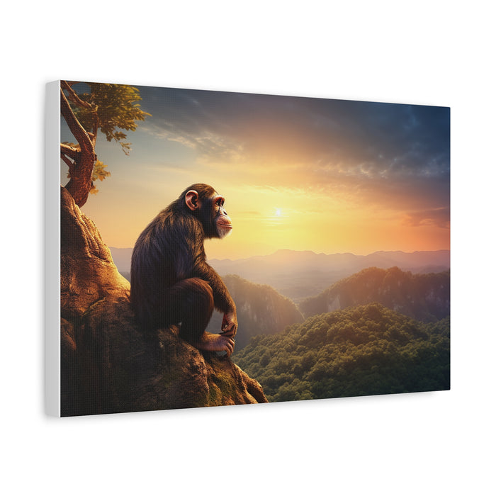 Matte Canvas, Stretched, 1.25" Chimp Sitting Overlooking Valley 2