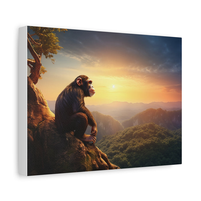 Matte Canvas, Stretched, 1.25" Chimp Sitting Overlooking Valley 2