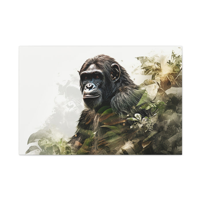 Matte Canvas, Stretched, 1.25" Chimp Jungle Double Exposure 5 Large