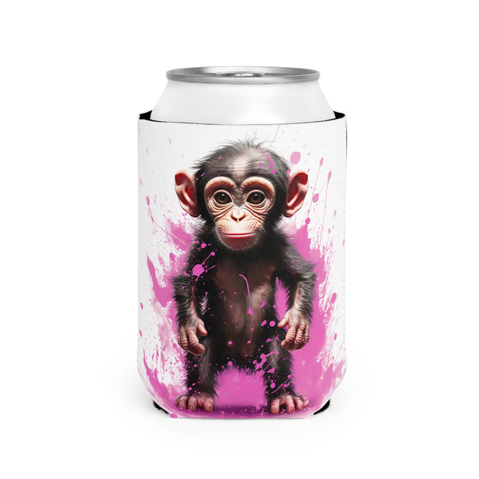Can Cooler Sleeve - Baby Chimp Pink Splatter Design