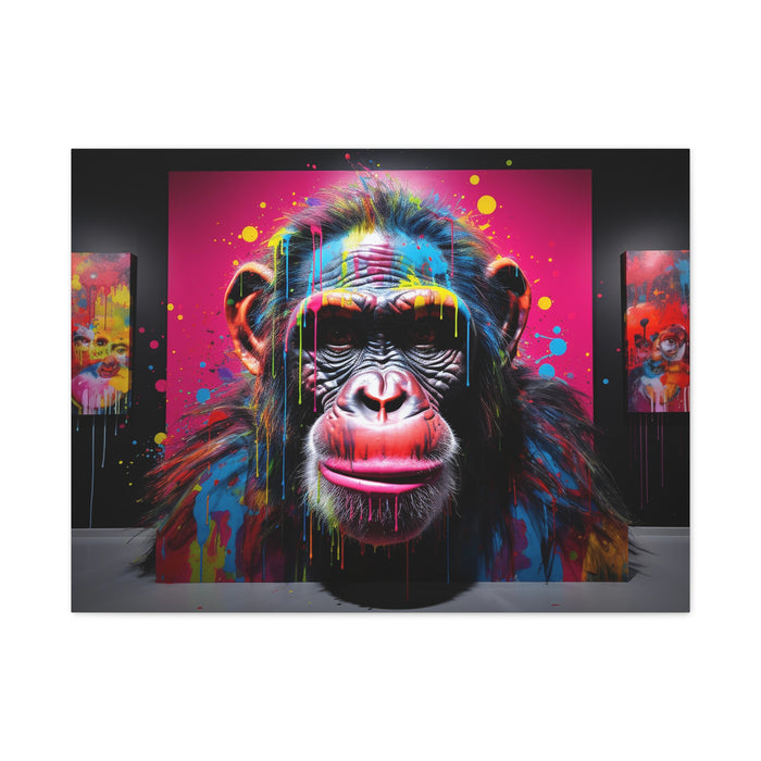 Matte Canvas, Stretched, 1.25" Chimp 3D Pop Art 2 Large