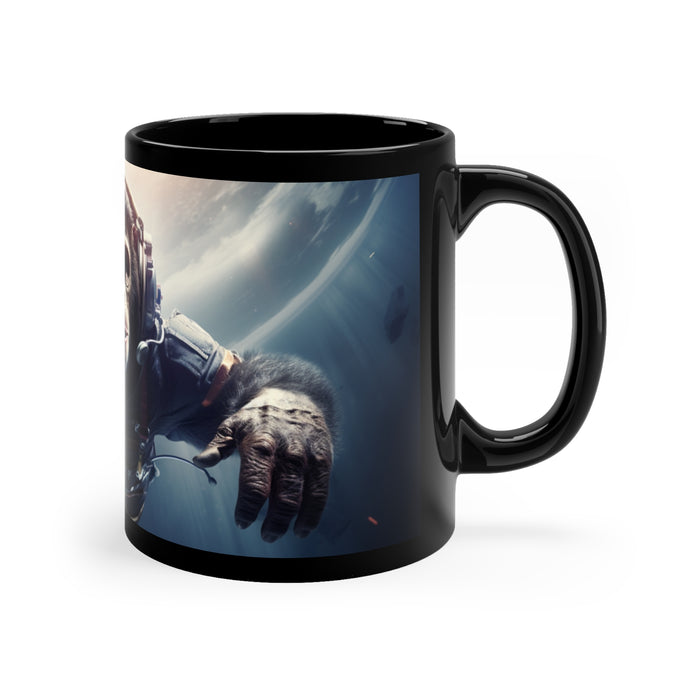 11oz Black Mug Chimp in Space #3