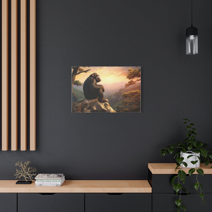 Matte Canvas, Stretched, 1.25" Chimp Sitting Overlooking Valley 1 Large