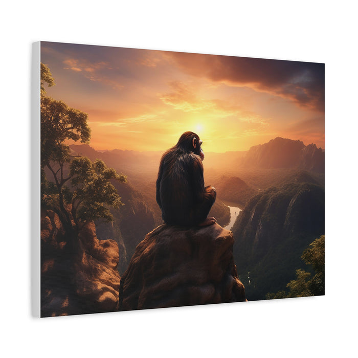 Matte Canvas, Stretched, 1.25" Chimp Sitting Overlooking Valley 3 Large