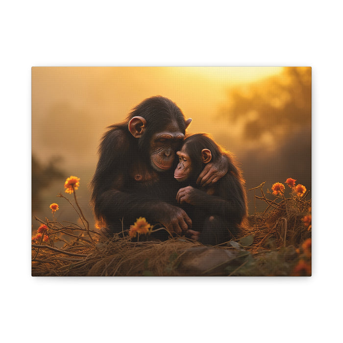 Matte Canvas, Stretched, 1.25" Chimp Comforting Baby 2